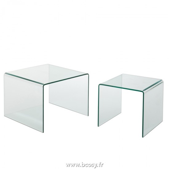J-Line tables d appoint bouts de canapé Jolipa J Line Jline Set De 2 Table Gigogne Verre Transparent