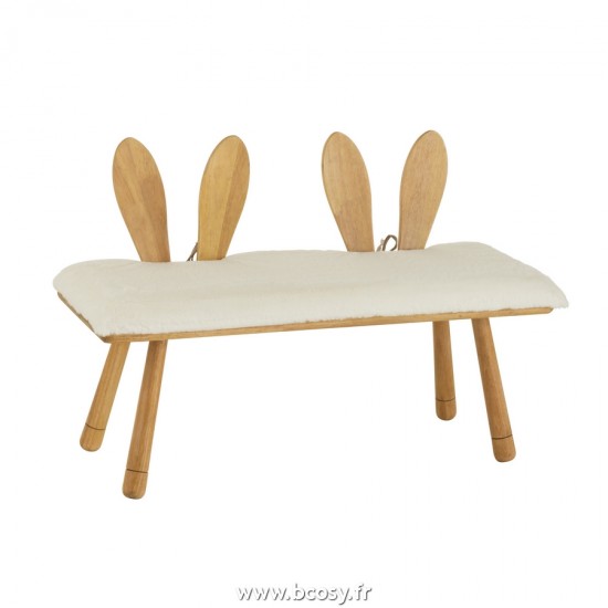 J Line Chair Child Ear Bunny 2 People Wood Natural L87xB34xH59 cm Jline 20186 by Jolipa 20186