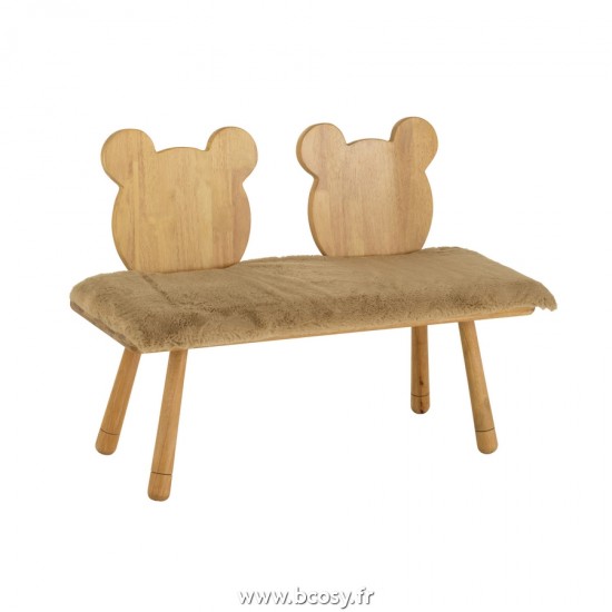 J Line Chair Child Bear 2 People Wood Natural L87xB34xH64 cm Jline 20188 by Jolipa 20188