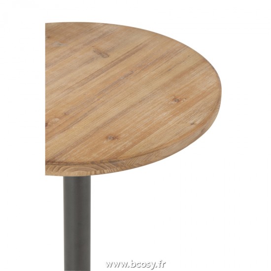 J-Line tables d appoint bouts de canapé Jolipa J Line Jline Table Appoint Bar Rond Metal Bois Marron