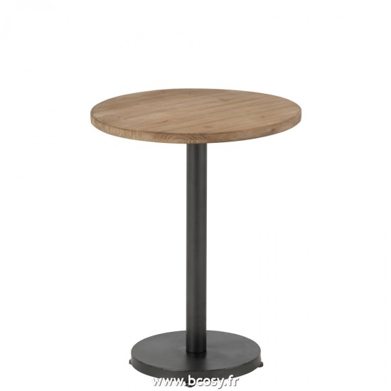 J Line Table Appoint Bar Rond Metal Bois Marron L48xB48xH61 cm Jline 20329 by Jolipa 20329