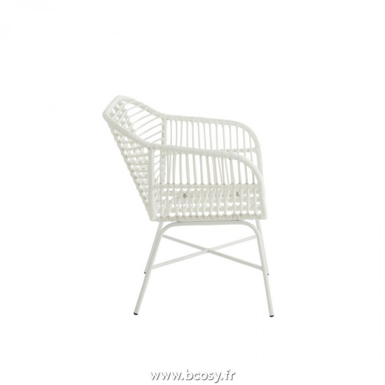 J-Line chaises de repas Jolipa J Line Jline Chaise D Exterieur Rachelle Metal Plastique Blanc