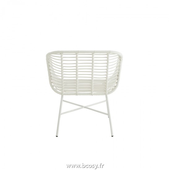 Jolipa J Line Jline Chaise D Exterieur Rachelle Metal Plastique Blanc