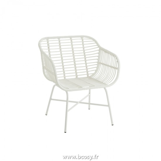 J Line Chaise D'Exterieur Rachelle Metal Plastique Blanc L70xB66xH82 cm Jline 20345 by Jolipa 20345