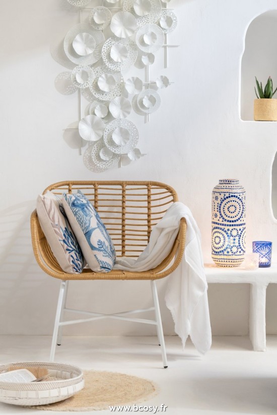 J-Line Chair Rachelle Outdoors Met/Plastic Natural/White