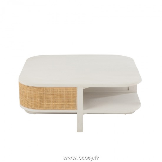 J-Line tables de salon basse Jolipa J Line Jline Table De Salon Molly Bois Exotique Rotin Blanc