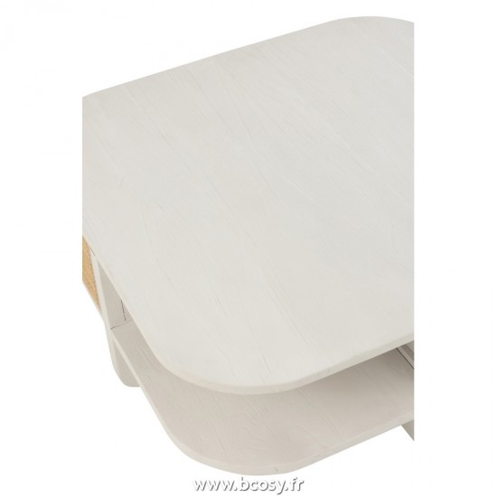 J-Line tables de salon basse J Line Table De Salon Molly Bois Exotique Rotin Blanc