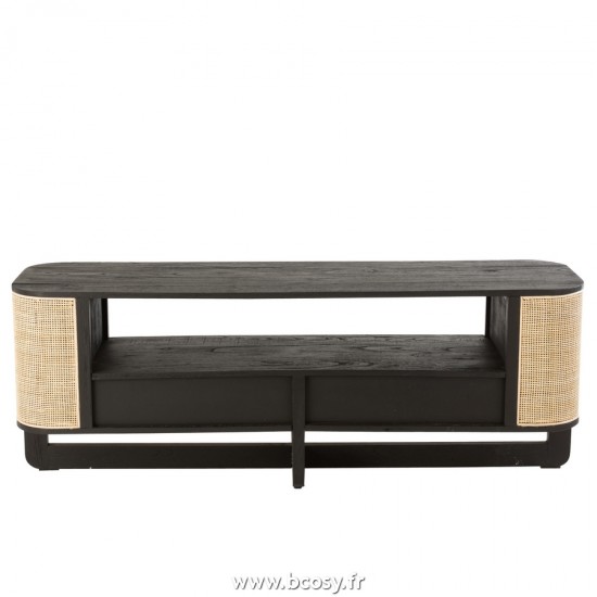 Jolipa J Line Jline Meuble Tv Molly Bois Exotique Rotin Noir