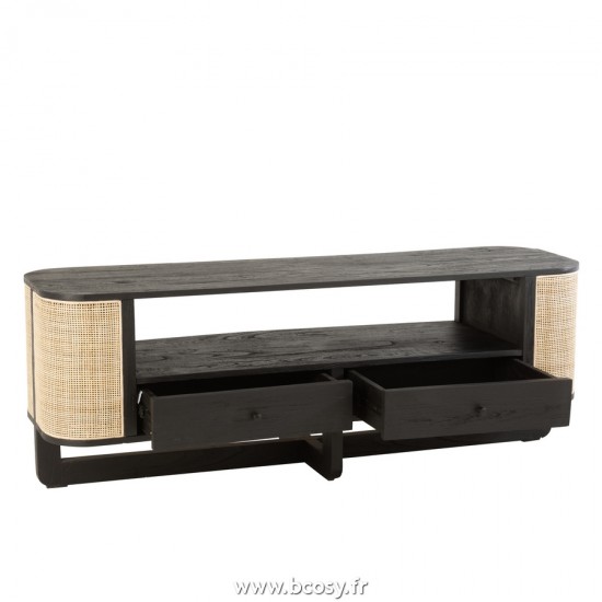 J-Line Mobile Tv Molly Legno Esotico/Rattan Nero