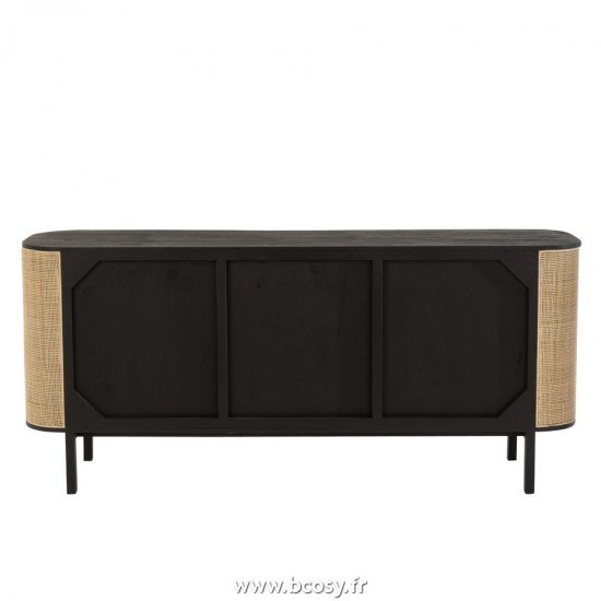 Jolipa J Line Jline Buffet 3 Portes Molly Bois Exotique Rotin Noir