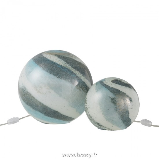 Jolipa J Line Jline Lampe Dany Lignes Rond Verre Bleu Vert Large
