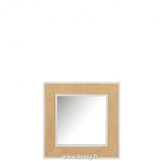 J Line Miroir Molly Bois Exotique Rotin Blanc Small L80xB80xH3 cm Jline 20686 by Jolipa 20686