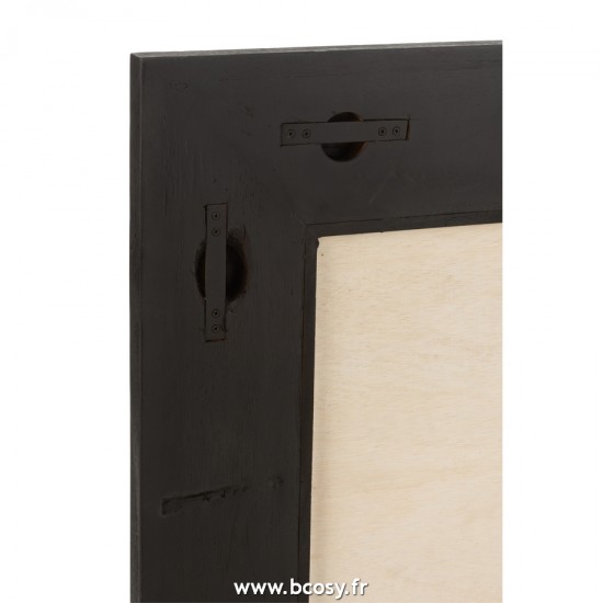 J-Line miroirs Jolipa J Line Jline Miroir Molly Carre Bois Exotique Rotin Noir Small