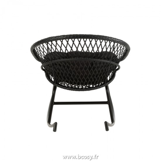 Jolipa J Line Jline Chaise A Bascule Coussin Zayo Metal Roseau Noir