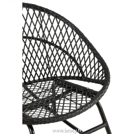 J-Line fauteuils a bascule rotin berceuses berçantes J Line Chaise A Bascule Coussin Zayo Metal Roseau Noir