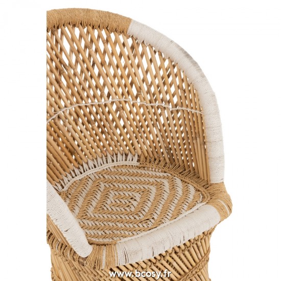 J-Line chaises de repas J Line Siège Dossier Bambou Naturel Blanc Enfant