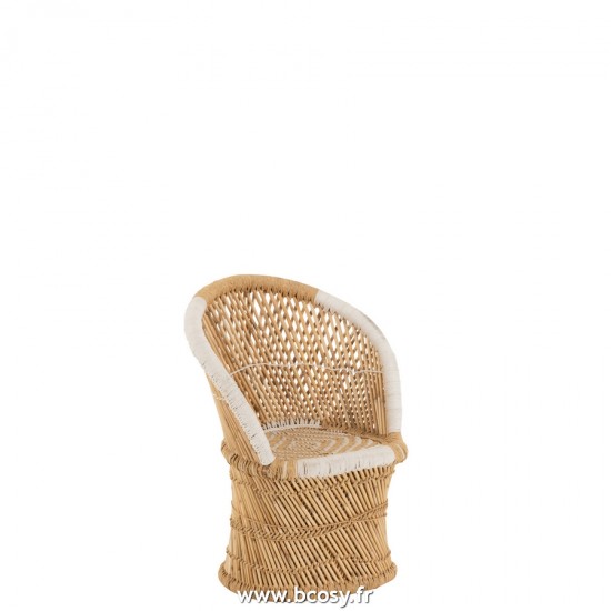 J Line Siège Dossier Bambou Naturel Blanc Enfant L41xB38xH78 cm Jline 20734 by Jolipa 20734