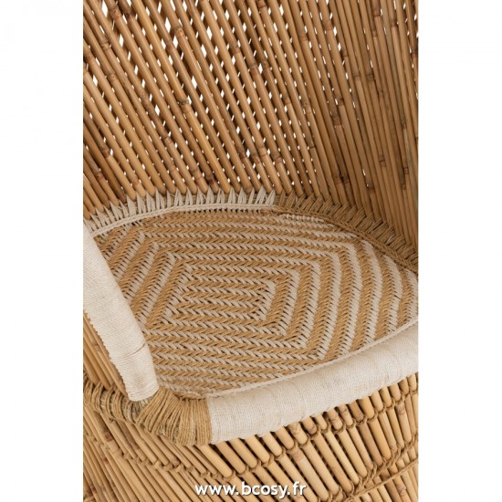 J-Line chaises de repas J Line Siège Dossier Bambou Naturel Blanc Adulte