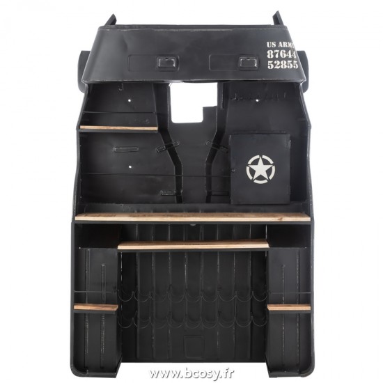 J-Line armoires bar meubles Jolipa J Line Jline Bar Camion Metal Bois De Manguier Noir Naturel