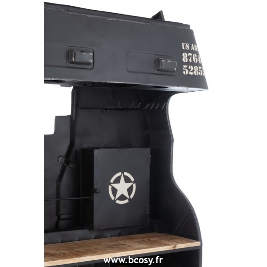 J-Line armoires bar meubles J Line Bar Camion Metal Bois De Manguier Noir Naturel