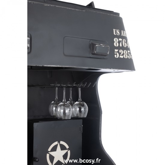 J-Line Bar Camion Metallo/Legno Di Mango Nero/Naturale