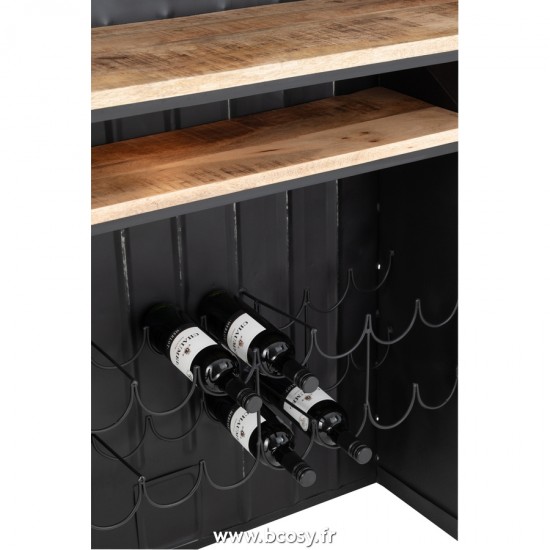 J-Line Bar Camión Metal/Mango Madera Negro/Natural