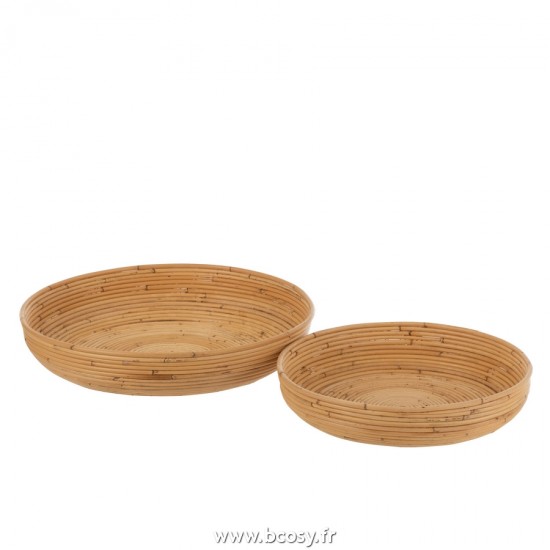 J Line Set de 2 Plats Rotain Naturel L50xB50xH10 cm Jline 20772 by Jolipa 20772