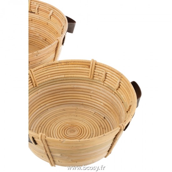 J-Line plats Jolipa J Line Jline Set De 3 Plats Anse Rotain Naturel