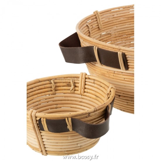 Jolipa J Line Jline Set De 3 Plats Anse Rotain Naturel