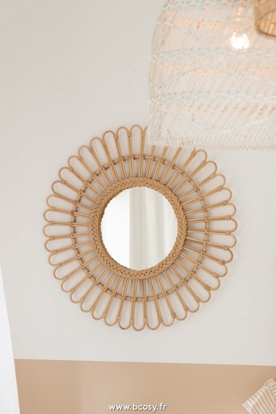 Jolipa J Line Jline Miroir Ellen Rond Rotain Naturel Small