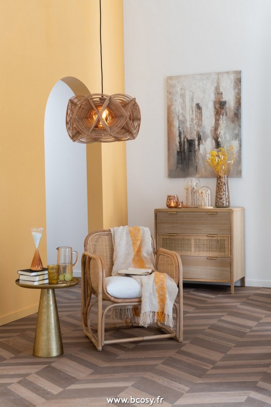 J Line Chaise Coussin Casablanca Rotain Naturel L65xB63xH65 cm Jline 20782 by Jolipa 20782