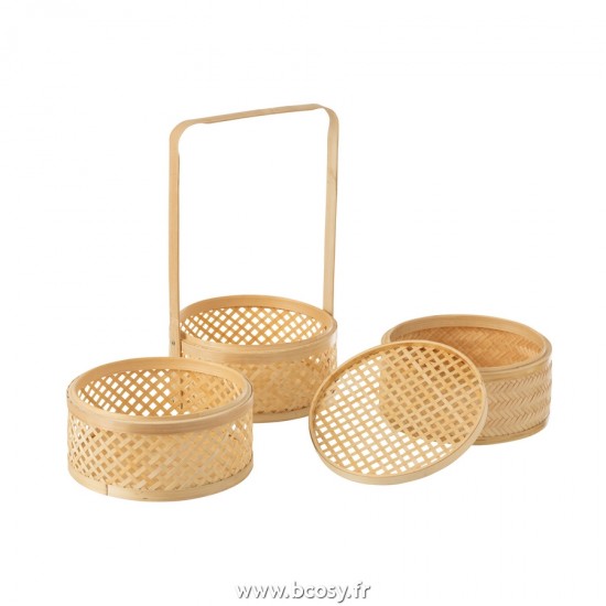 Jolipa J Line Jline Panier De Rangement 3 Compartiments En Bambou Naturel