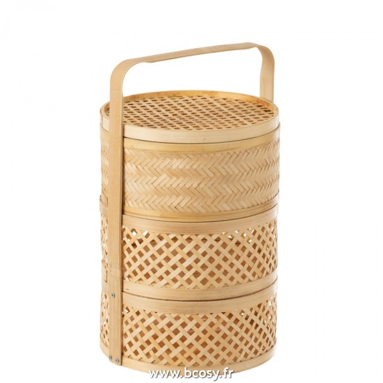 J Line Panier de Rangement 3 Compartiments En Bambou Naturel L23xB23xH30 cm Jline 20901 by Jolipa 20901