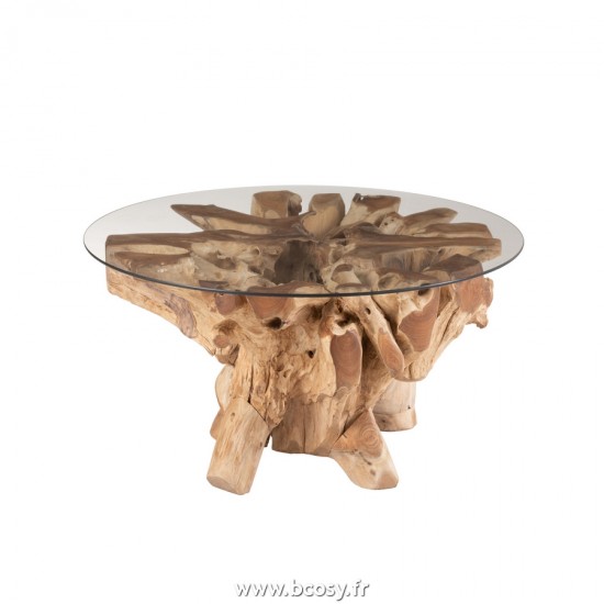 J Line Table de Salon Raoul Teck Naturel Small L90xB90xH45 cm Jline 20977 by Jolipa 20977