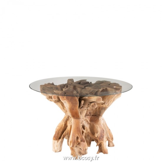 J Line Table A Manger Raoul Teck Naturel L140xB140xH75 cm Jline 20981 by Jolipa 20981
