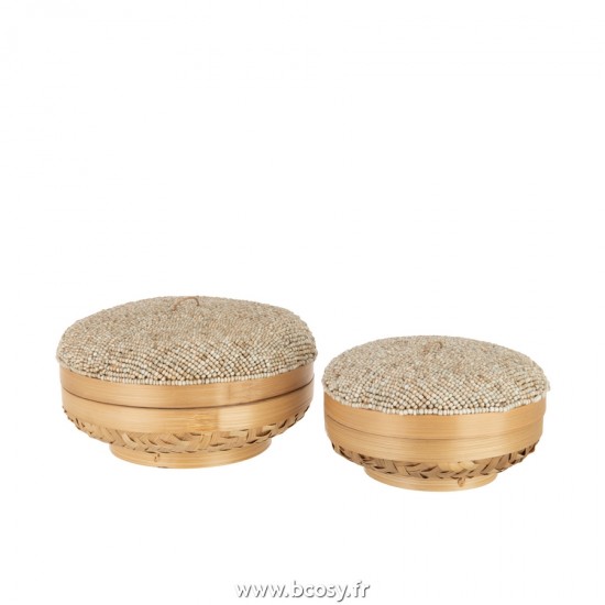 J-Line boites Jolipa J Line Jline Set De 2 Boites Elia En Bambou Naturel