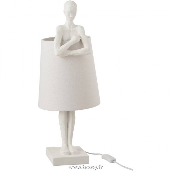 J Line Lampe Figurine Soutien Resine Blanc 58 Jline 2107 by Jolipa 2107
