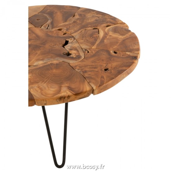 Jolipa J Line Jline Table De Salon Samuel Rond Teck Marron
