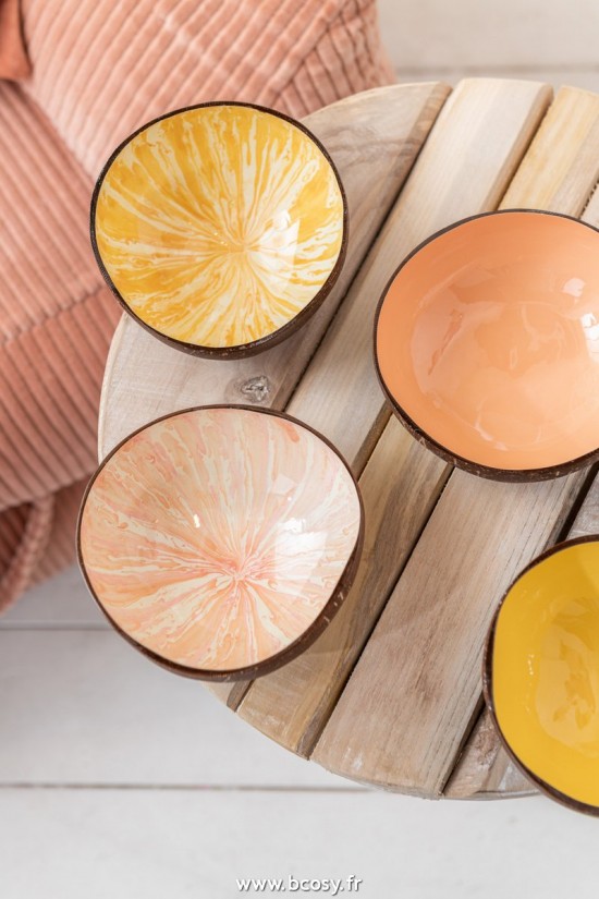 Jolipa J Line Jline Demi Noix De Coco Boule Nuye Noix Orange Assortiment De 2