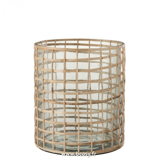 J-Line photophores Jolipa J Line Jline Photophore Violet Verre Rotin Naturel