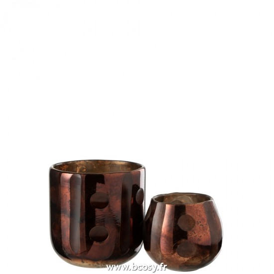 Jolipa J Line Jline Photophore Coconut En Verre Cylindrique Brun