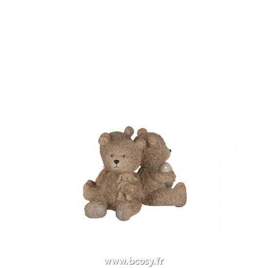 J-Line ours oursons statuettes Jolipa J Line Jline Teddy 3 Parties Resine Marron Clair