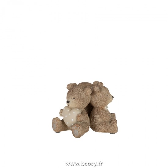 J Line Teddy 3 Parties Resine Marron Clair L17xB15xH12 cm Jline 21580 by Jolipa 21580