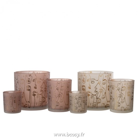 J-Line photophores J Line Photophore Happy Faces Verre Terracotta Large