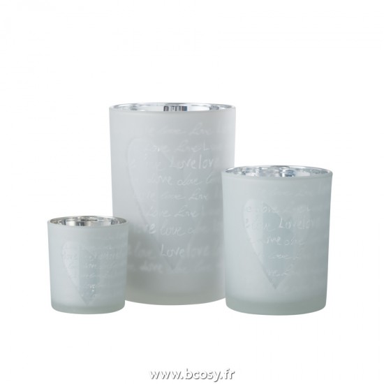 Jolipa J Line Jline Photophore Love Verre Blanc Large