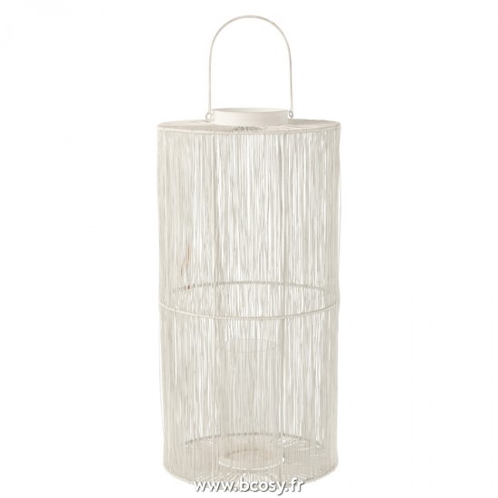J-Line J Line lanternes photophores Jolipa Lanterne Metal Mat Blanc Large.