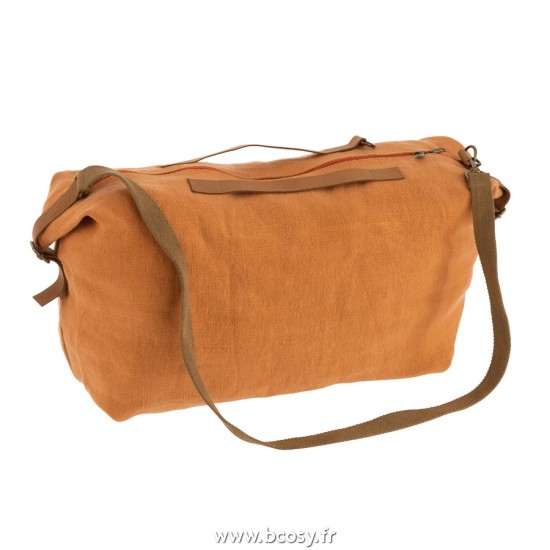 J Line Sac de Plage En Jute Lavée Orange L20xB60xH23 cm Jline 22101 by Jolipa 22101