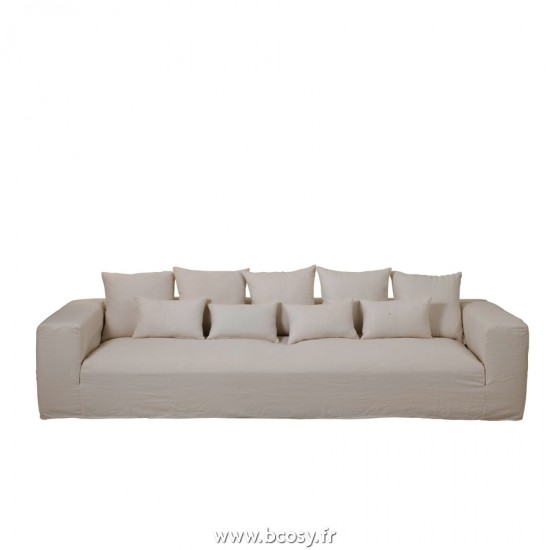 J-Line housses de chaises baches de protection Jolipa J Line Jline Housse Pour Fauteuil 9Coussins Monaco Lin Xl Blanc Marshmallow