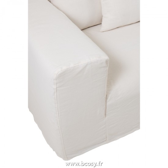 J-Line housses de chaises baches de protection J Line Housse Pour Fauteuil 9Coussins Monaco Lin Xl Blanc Marshmallow
