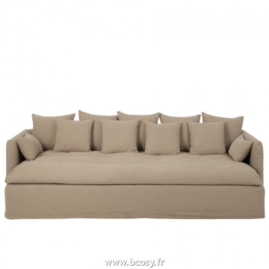 J-Line housses de chaises baches de protection Jolipa J Line Jline Housse Canape 11 Coussin Beach Lin Naturel